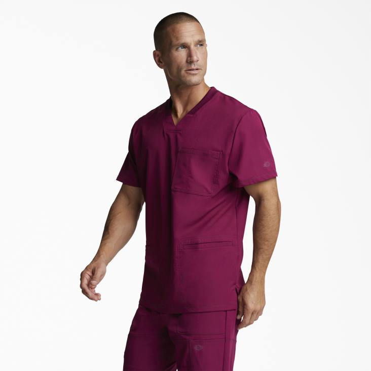 Heren Dickies dynamix scrub top met v-hals wijn (winnen) kleding 6F0X1360