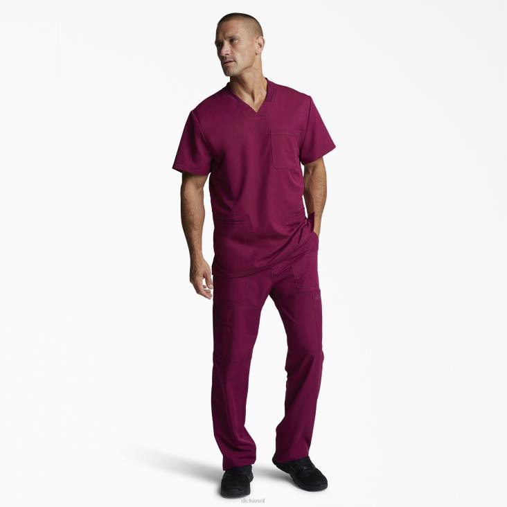 Heren Dickies dynamix scrub top met v-hals wijn (winnen) kleding 6F0X1360