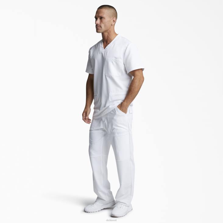 Heren Dickies dynamix scrub top met v-hals wit (wit) kleding 6F0X1359
