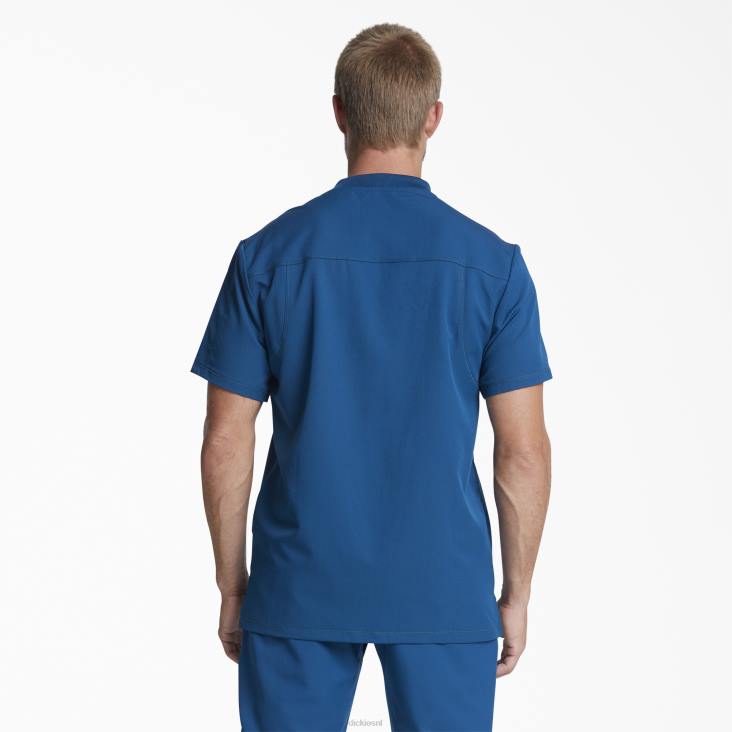 Heren Dickies dynamix scrubtop met v-hals en ritsvak caribisch blauw (crb) kleding 6F0X1248