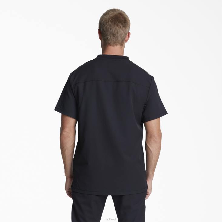 Heren Dickies dynamix scrubtop met v-hals en ritsvak zwart (zwart) kleding 6F0X1246