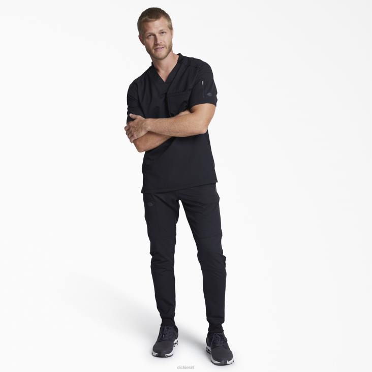 Heren Dickies dynamix scrubtop met v-hals en ritsvak zwart (zwart) kleding 6F0X1246