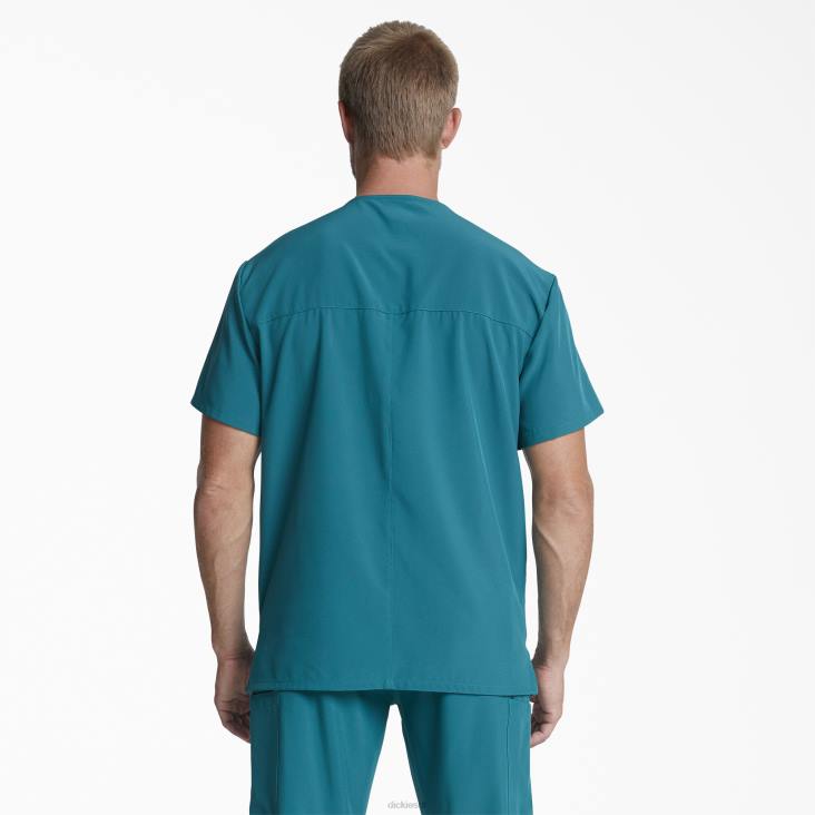 Heren Dickies eds essentials scrub top met v-hals caribisch blauw (crb) kleding 6F0X1324
