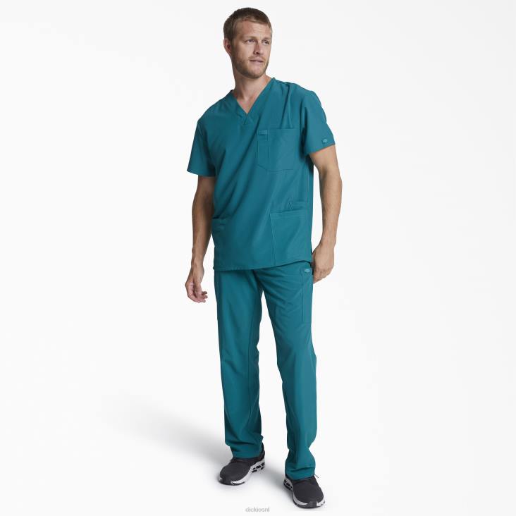 Heren Dickies eds essentials scrub top met v-hals caribisch blauw (crb) kleding 6F0X1324