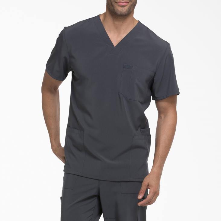 Heren Dickies eds essentials scrub top met v-hals en opgestikte zakken tin grijs (bank) kleding 6F0X1435