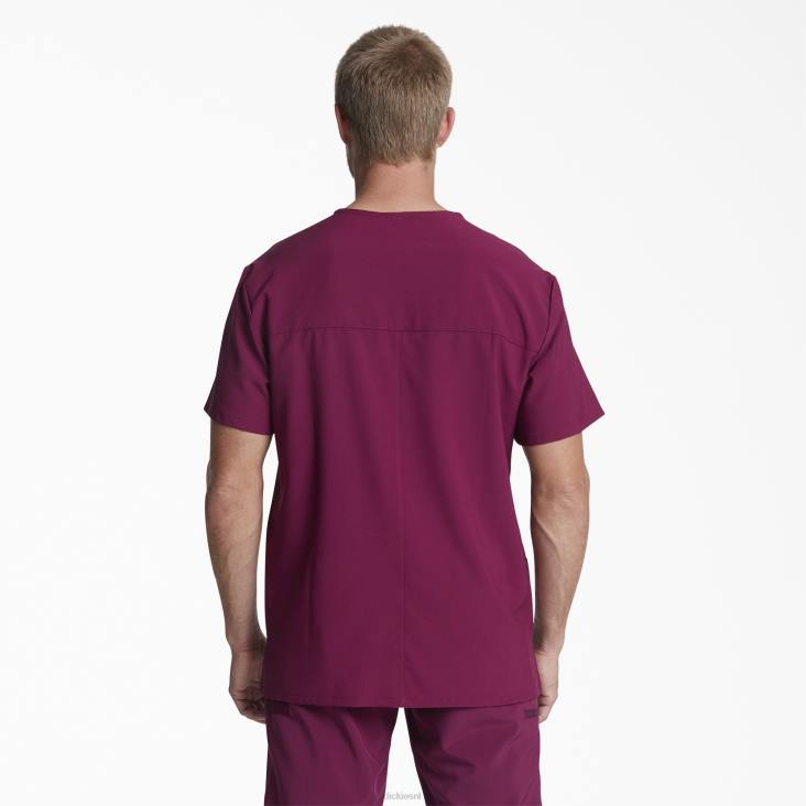 Heren Dickies eds essentials scrub top met v-hals en opgestikte zakken wijn (winnen) kleding 6F0X1436