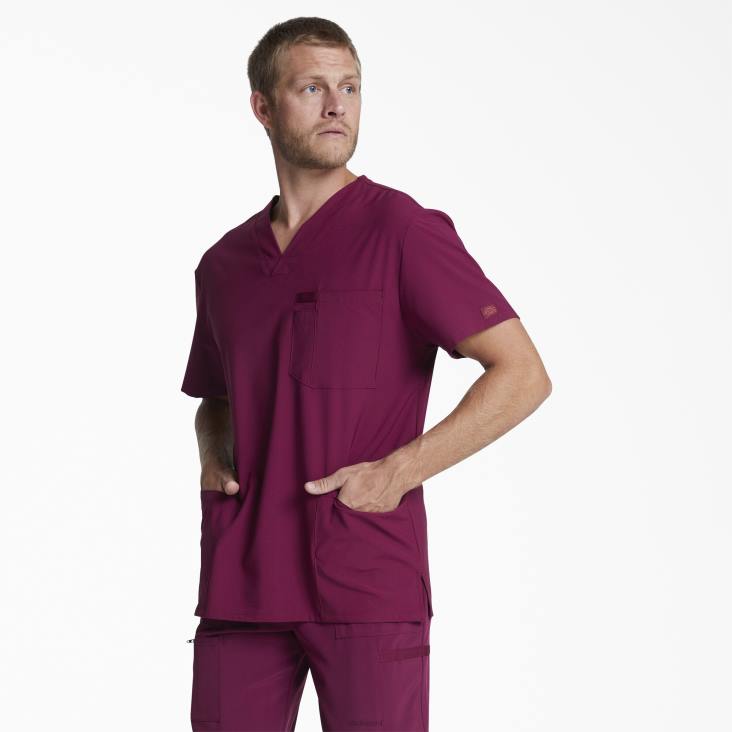 Heren Dickies eds essentials scrub top met v-hals en opgestikte zakken wijn (winnen) kleding 6F0X1436