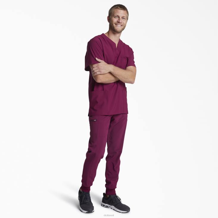 Heren Dickies eds essentials scrub top met v-hals en opgestikte zakken wijn (winnen) kleding 6F0X1436