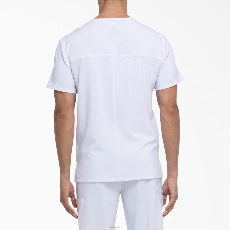 Heren Dickies eds essentials scrub top met v-hals en opgestikte zakken wit (dwh) kleding 6F0X1431