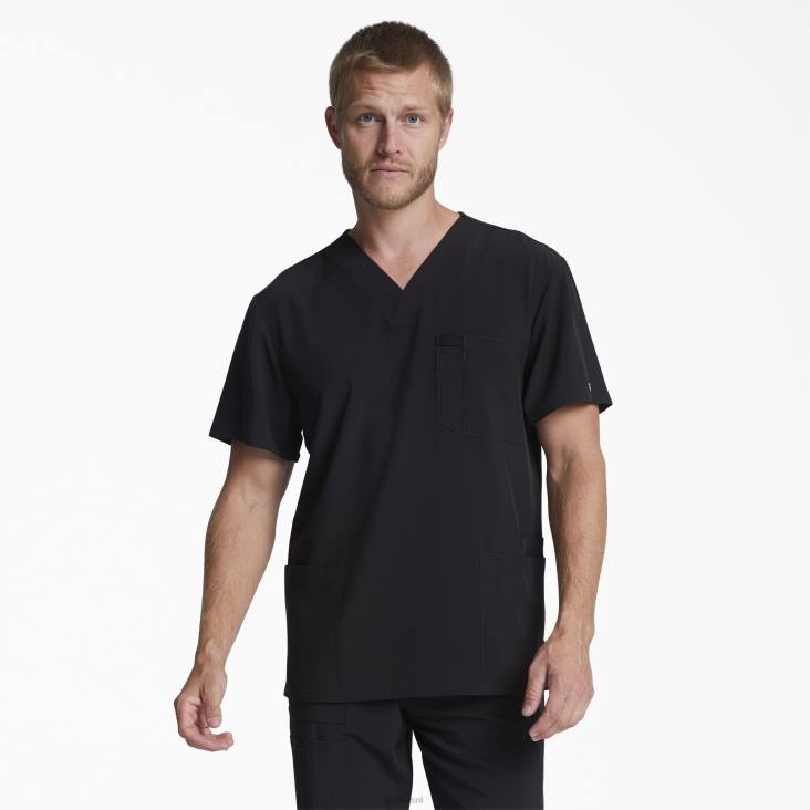 Heren Dickies eds essentials scrub top met v-hals en opgestikte zakken zwart (zwart) kleding 6F0X1430
