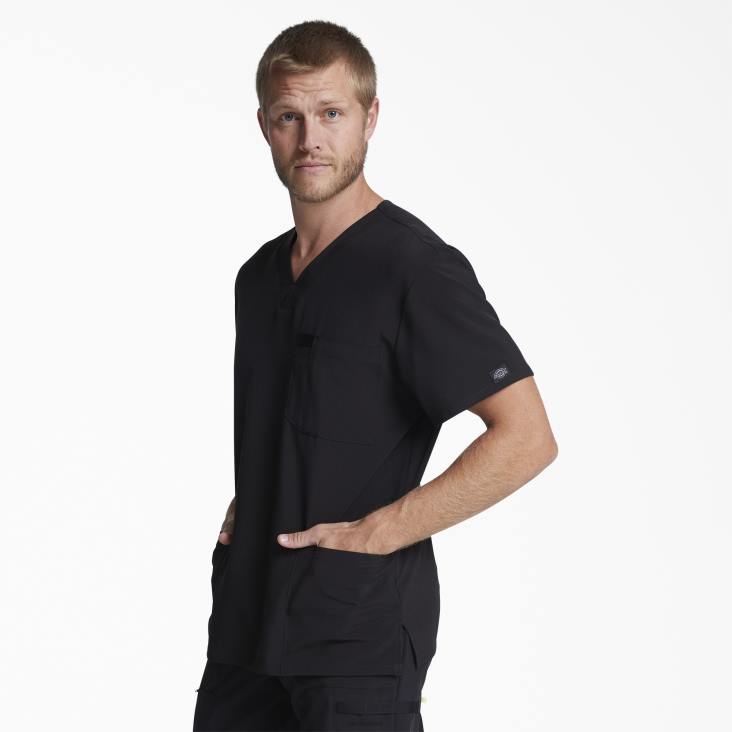 Heren Dickies eds essentials scrub top met v-hals en opgestikte zakken zwart (zwart) kleding 6F0X1430