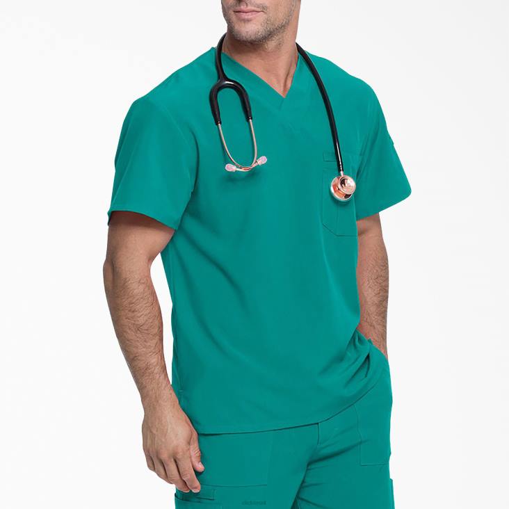 Heren Dickies eds essentials scrub top met v-hals groenblauw (dtl) kleding 6F0X1325