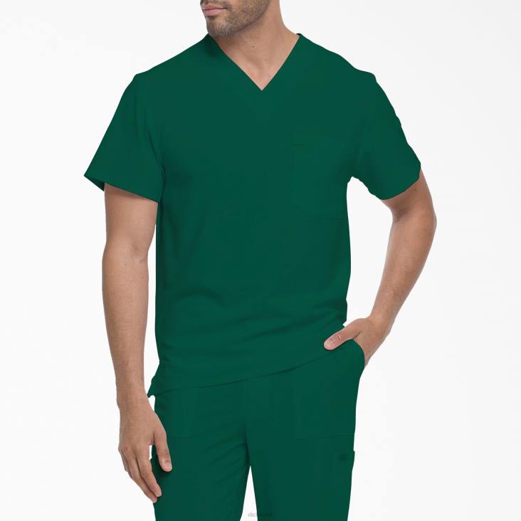 Heren Dickies eds essentials scrub top met v-hals jager groen (htr) kleding 6F0X1329