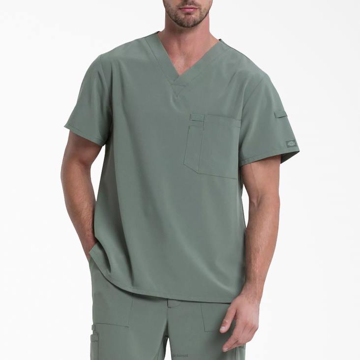 Heren Dickies eds essentials scrub top met v-hals olijfgroen (oli) kleding 6F0X1331
