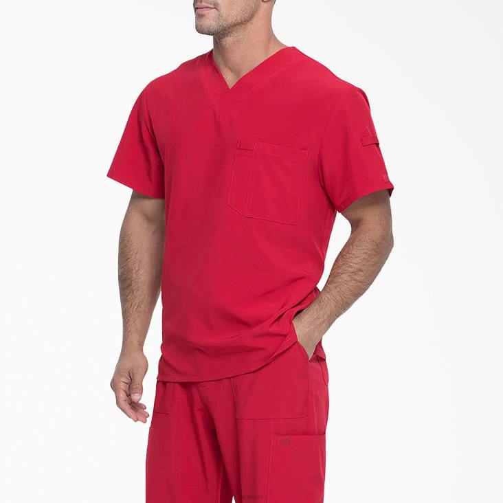 Heren Dickies eds essentials scrub top met v-hals rood (rd) kleding 6F0X1334