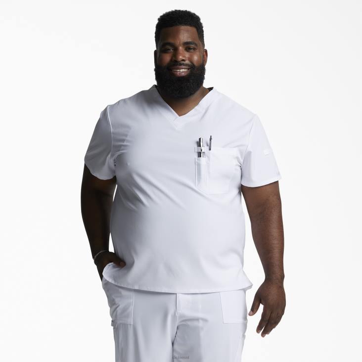 Heren Dickies eds essentials scrub top met v-hals wit (dwh) kleding 6F0X1326
