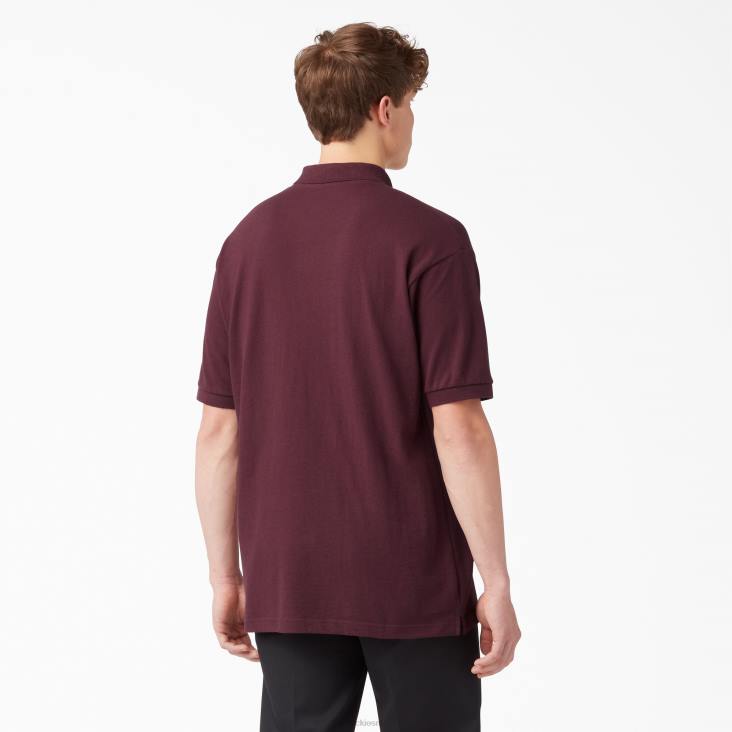 Heren Dickies piqué polo met korte mouwen voor volwassenen bordeaux (door) kleding 6F0X661