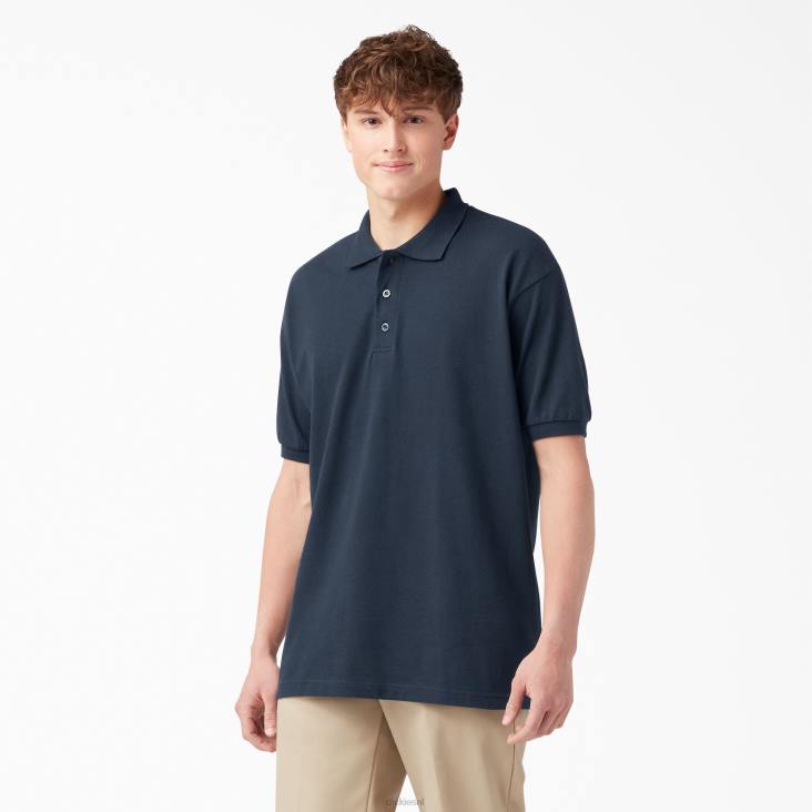 Heren Dickies piqué polo met korte mouwen voor volwassenen donker marineblauw (dn) kleding 6F0X662