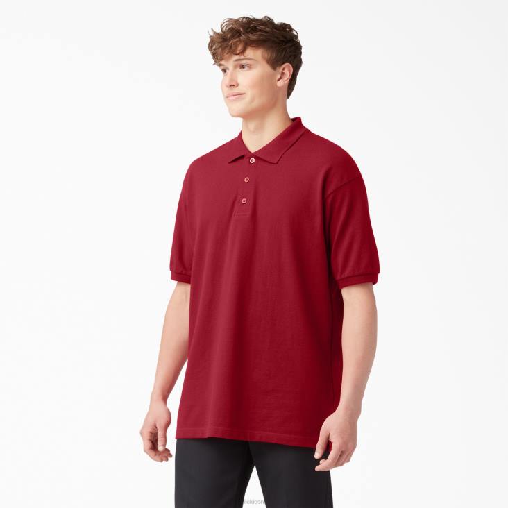 Heren Dickies piqué polo met korte mouwen voor volwassenen engels rood (er) kleding 6F0X663