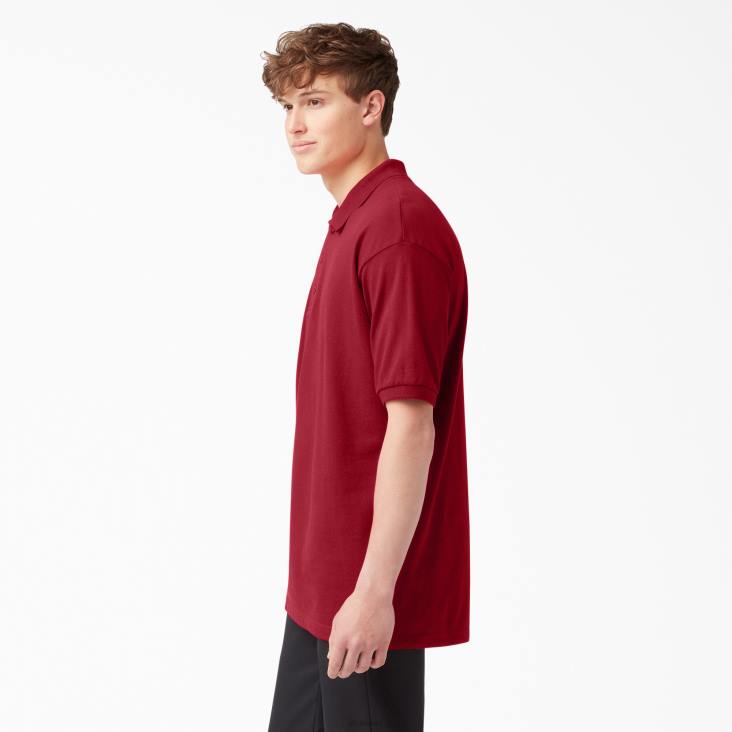 Heren Dickies piqué polo met korte mouwen voor volwassenen engels rood (er) kleding 6F0X663