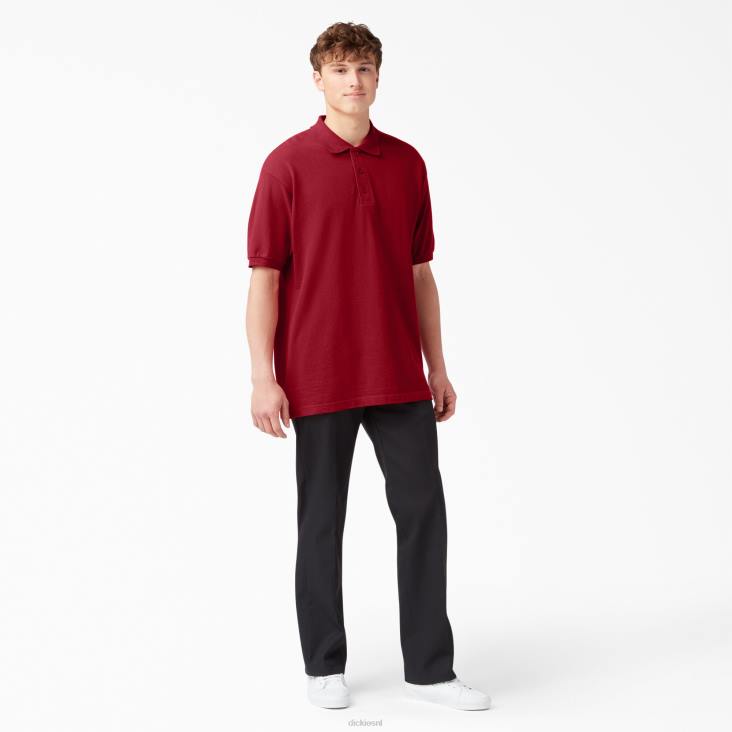 Heren Dickies piqué polo met korte mouwen voor volwassenen engels rood (er) kleding 6F0X663