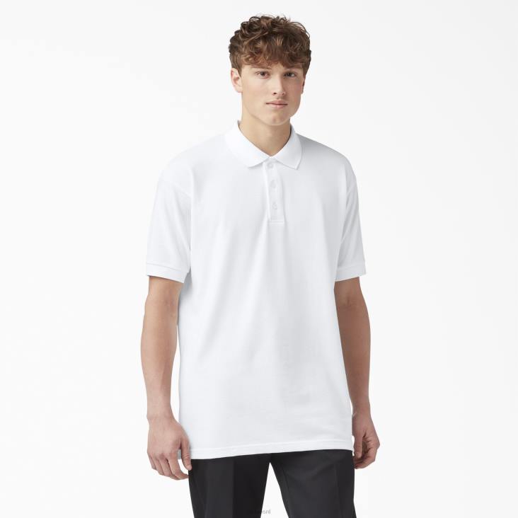 Heren Dickies piqué polo met korte mouwen voor volwassenen wit (wh) kleding 6F0X667