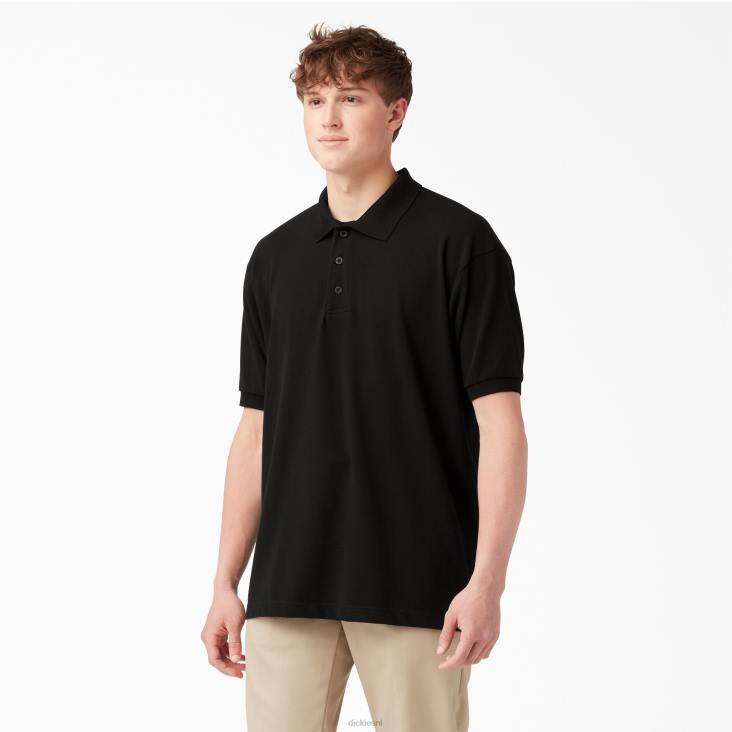 Heren Dickies piqué polo met korte mouwen voor volwassenen zwart (bk) kleding 6F0X660