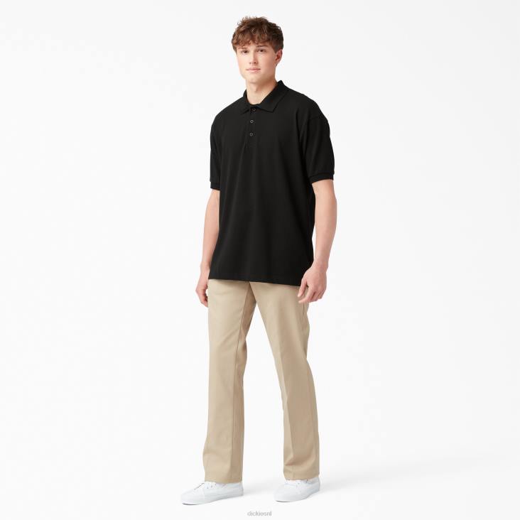 Heren Dickies piqué polo met korte mouwen voor volwassenen zwart (bk) kleding 6F0X660