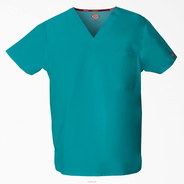 Heren Dickies unisex eds kenmerkende scrubtop met v-hals groenblauw (dtl) kleding 6F0X1286