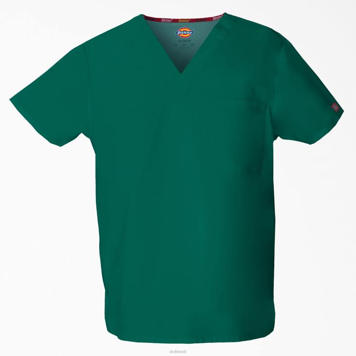 Heren Dickies unisex eds kenmerkende scrubtop met v-hals jager groen (htr) kleding 6F0X1293