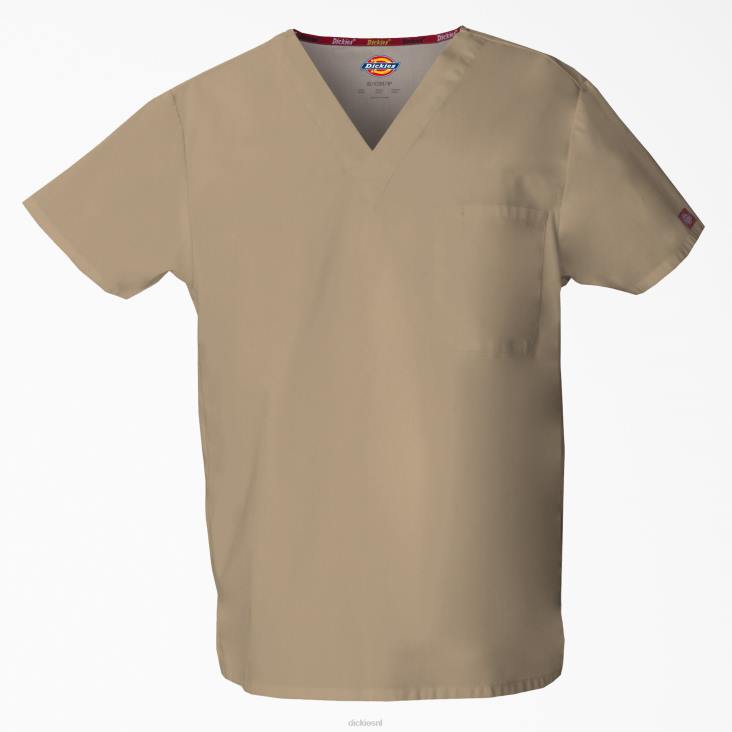 Heren Dickies unisex eds kenmerkende scrubtop met v-hals kaki (kha) kleding 6F0X1294