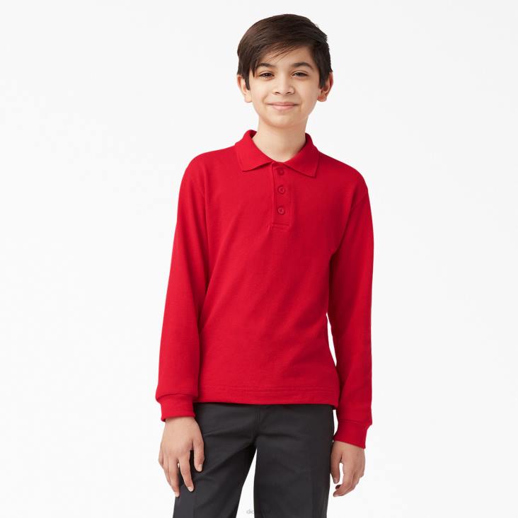 kinderen Dickies piqué polo met lange mouwen appel rood (lr) kleding 6F0X2698