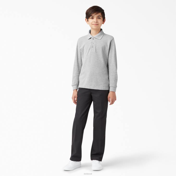 kinderen Dickies piqué polo met lange mouwen grijs gespikkeld (hg) kleding 6F0X2696