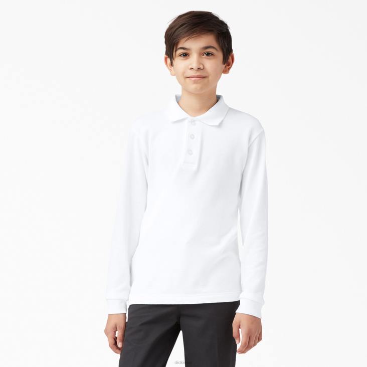 kinderen Dickies piqué polo met lange mouwen wit (wh) kleding 6F0X2699