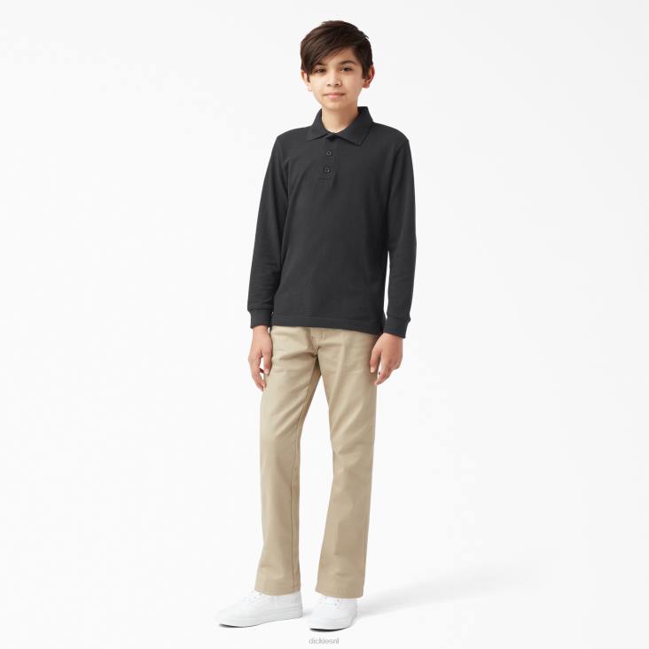kinderen Dickies piqué polo met lange mouwen zwart (kbk) kleding 6F0X2697