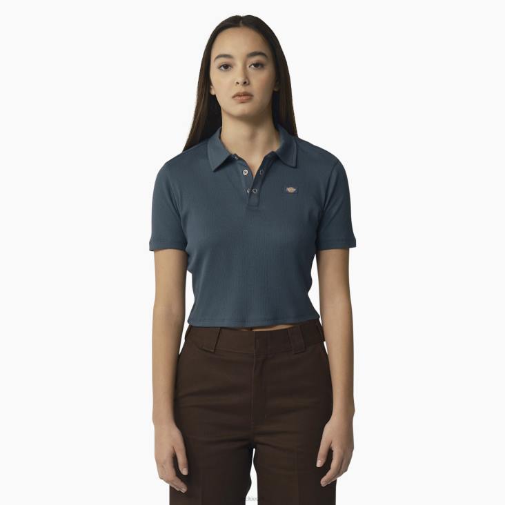 vrouwen Dickies Tallasee cropped polo met korte mouwen luchtmacht blauw (af) kleding 6F0X2129