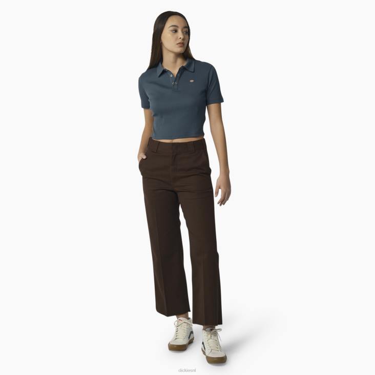 vrouwen Dickies Tallasee cropped polo met korte mouwen luchtmacht blauw (af) kleding 6F0X2129