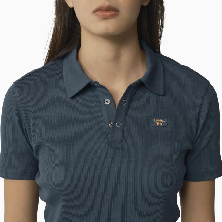 vrouwen Dickies Tallasee cropped polo met korte mouwen luchtmacht blauw (af) kleding 6F0X2129