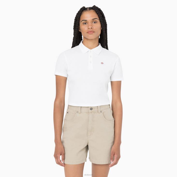vrouwen Dickies Tallasee cropped polo met korte mouwen wit (wh) kleding 6F0X2130