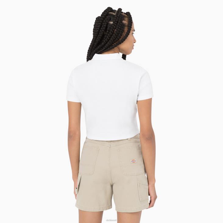 vrouwen Dickies Tallasee cropped polo met korte mouwen wit (wh) kleding 6F0X2130