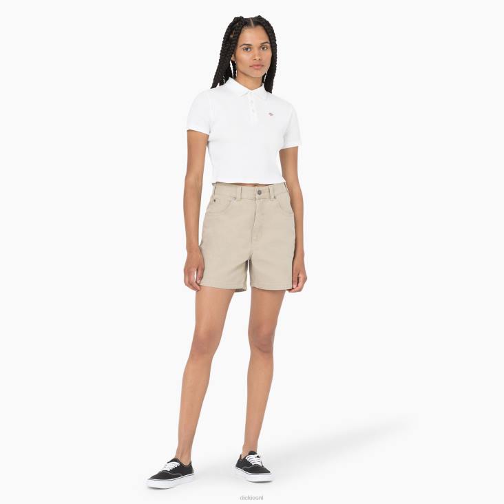 vrouwen Dickies Tallasee cropped polo met korte mouwen wit (wh) kleding 6F0X2130