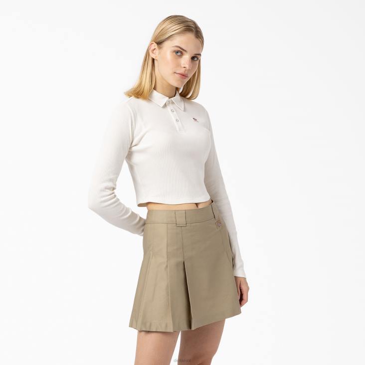 vrouwen Dickies Tallasee cropped polo met lange mouwen wit (wh) kleding 6F0X2201