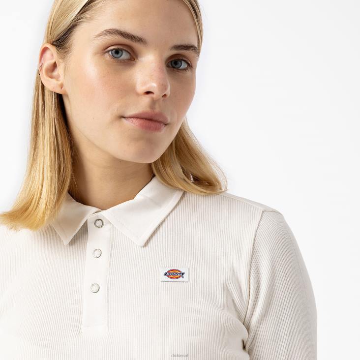 vrouwen Dickies Tallasee cropped polo met lange mouwen wit (wh) kleding 6F0X2201