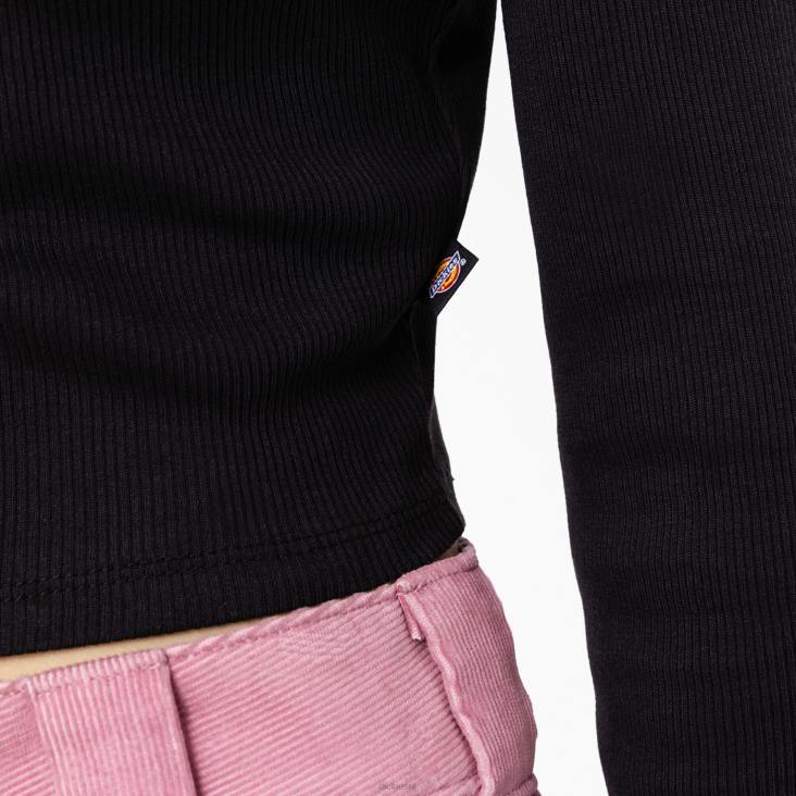 vrouwen Dickies Tallasee cropped polo met lange mouwen zwart (kbk) kleding 6F0X2200