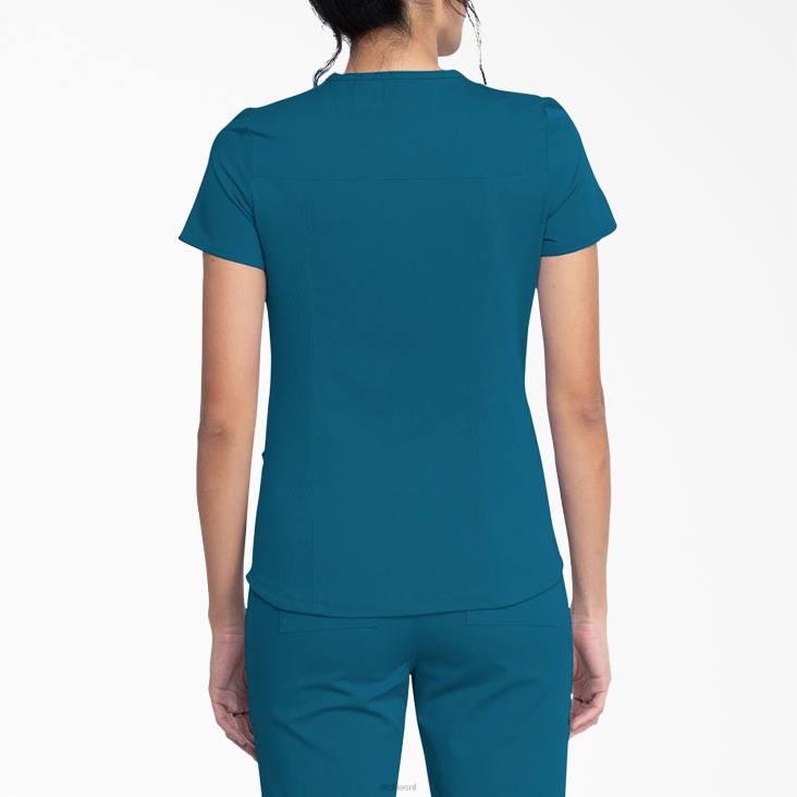 vrouwen Dickies balance top met v-hals en ritszak caribisch blauw (crb) kleding 6F0X2475