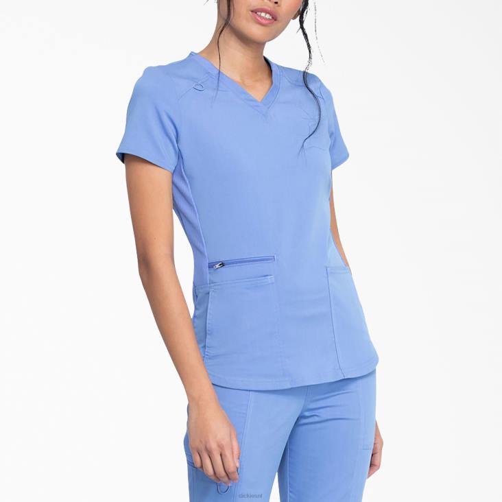 vrouwen Dickies balance top met v-hals en ritszak plafond blauw (cbl) kleding 6F0X2474