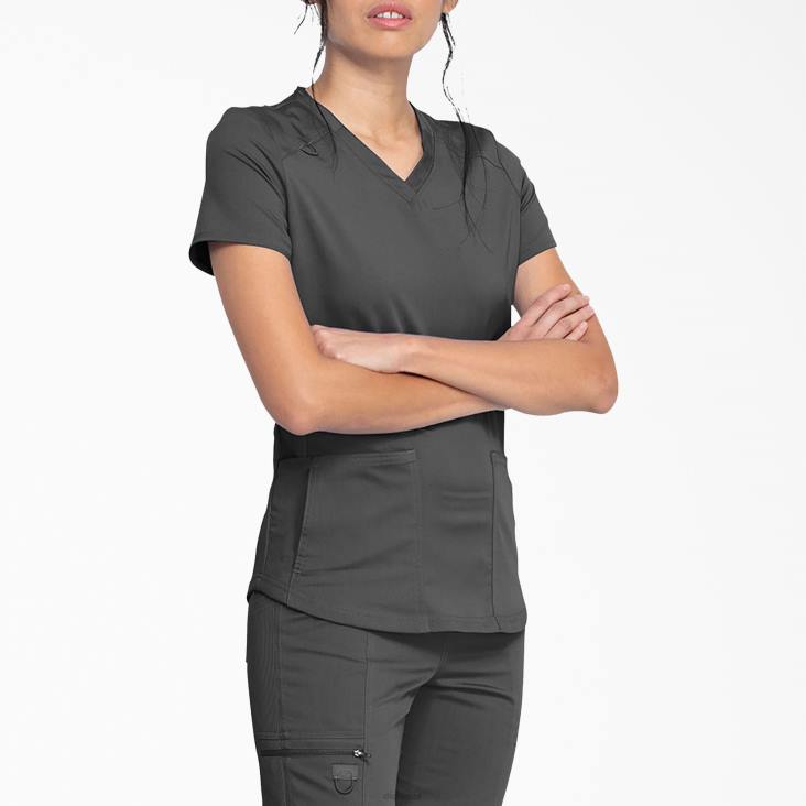 vrouwen Dickies balance top met v-hals en ritszak tin grijs (bank) kleding 6F0X2479