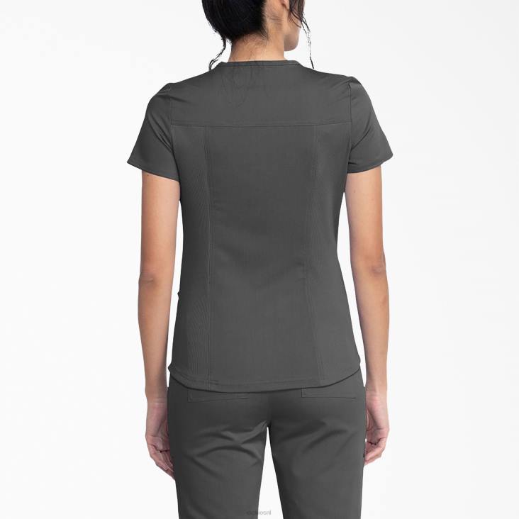 vrouwen Dickies balance top met v-hals en ritszak tin grijs (bank) kleding 6F0X2479