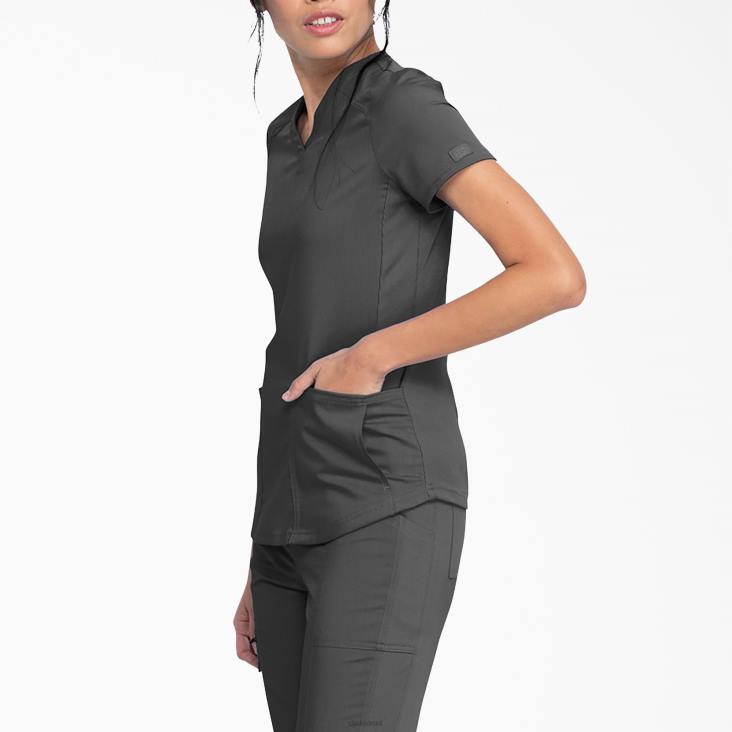 vrouwen Dickies balance top met v-hals en ritszak tin grijs (bank) kleding 6F0X2479