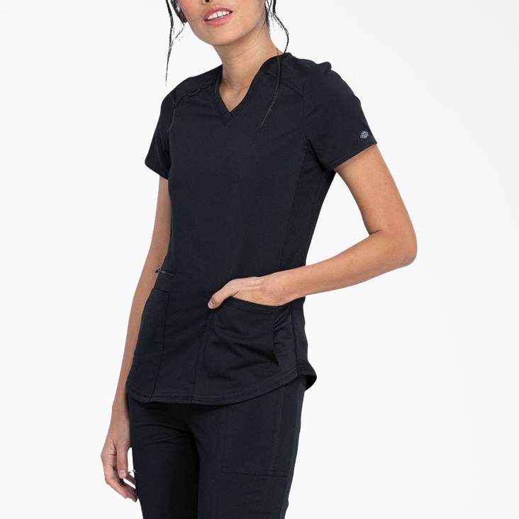 vrouwen Dickies balance top met v-hals en ritszak zwart (zwart) kleding 6F0X2473